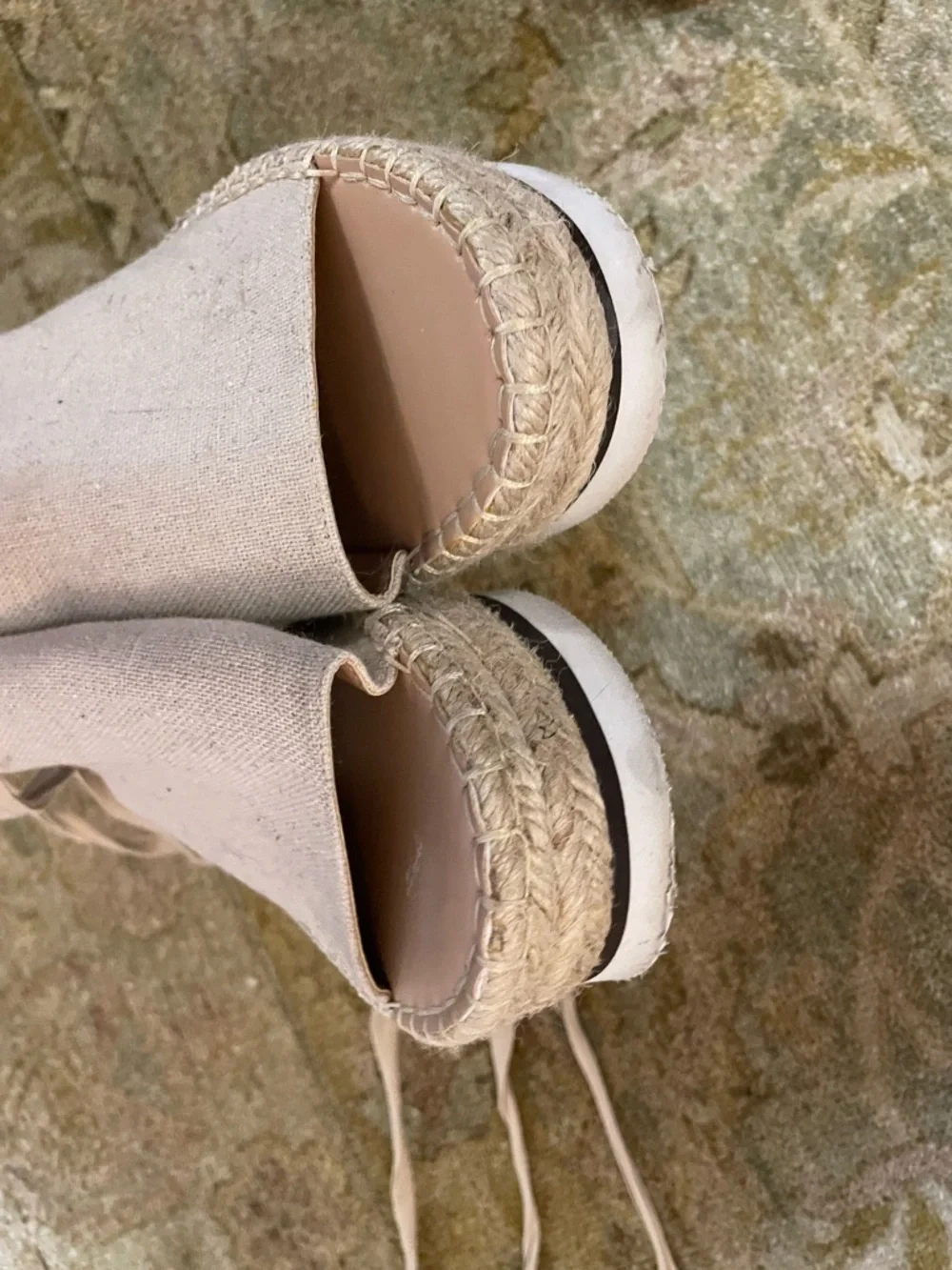 Women’s Beige Espadrille Lace-Up Sandals
